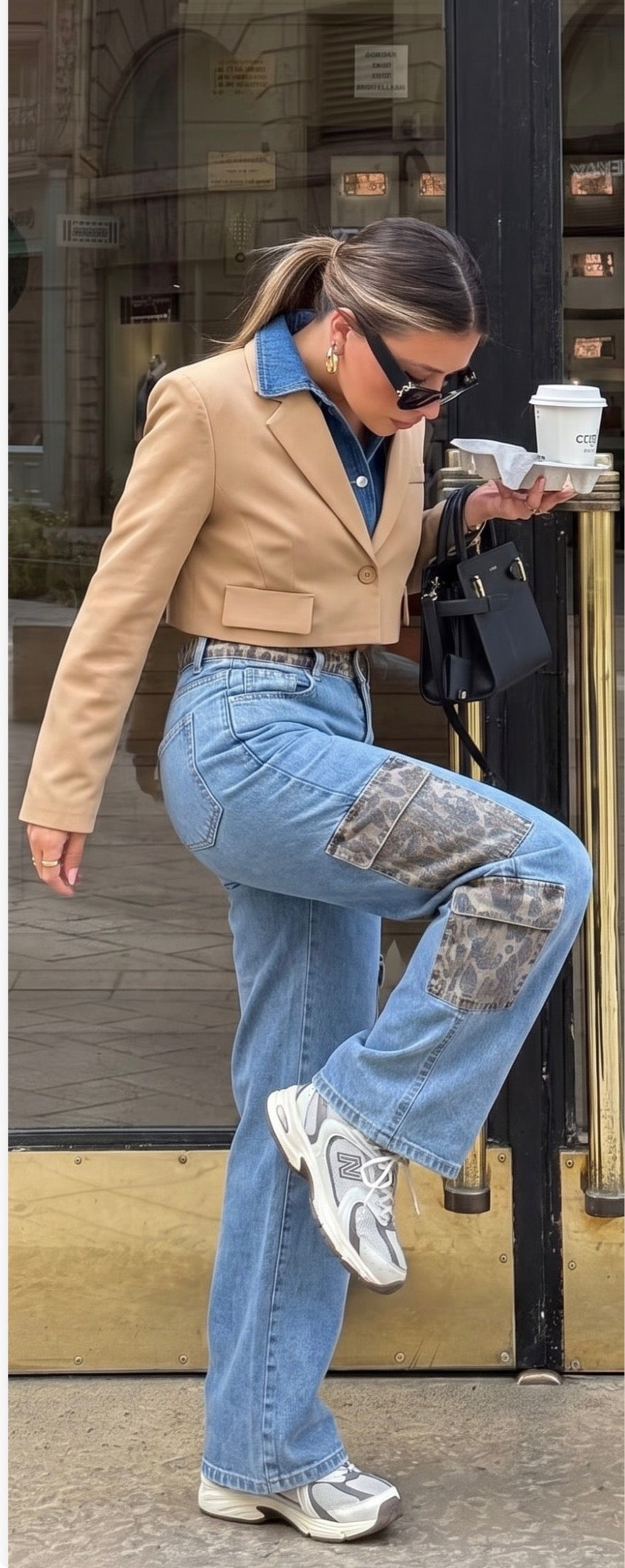 Denim Blazer Beige