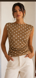 Top brown polka dots