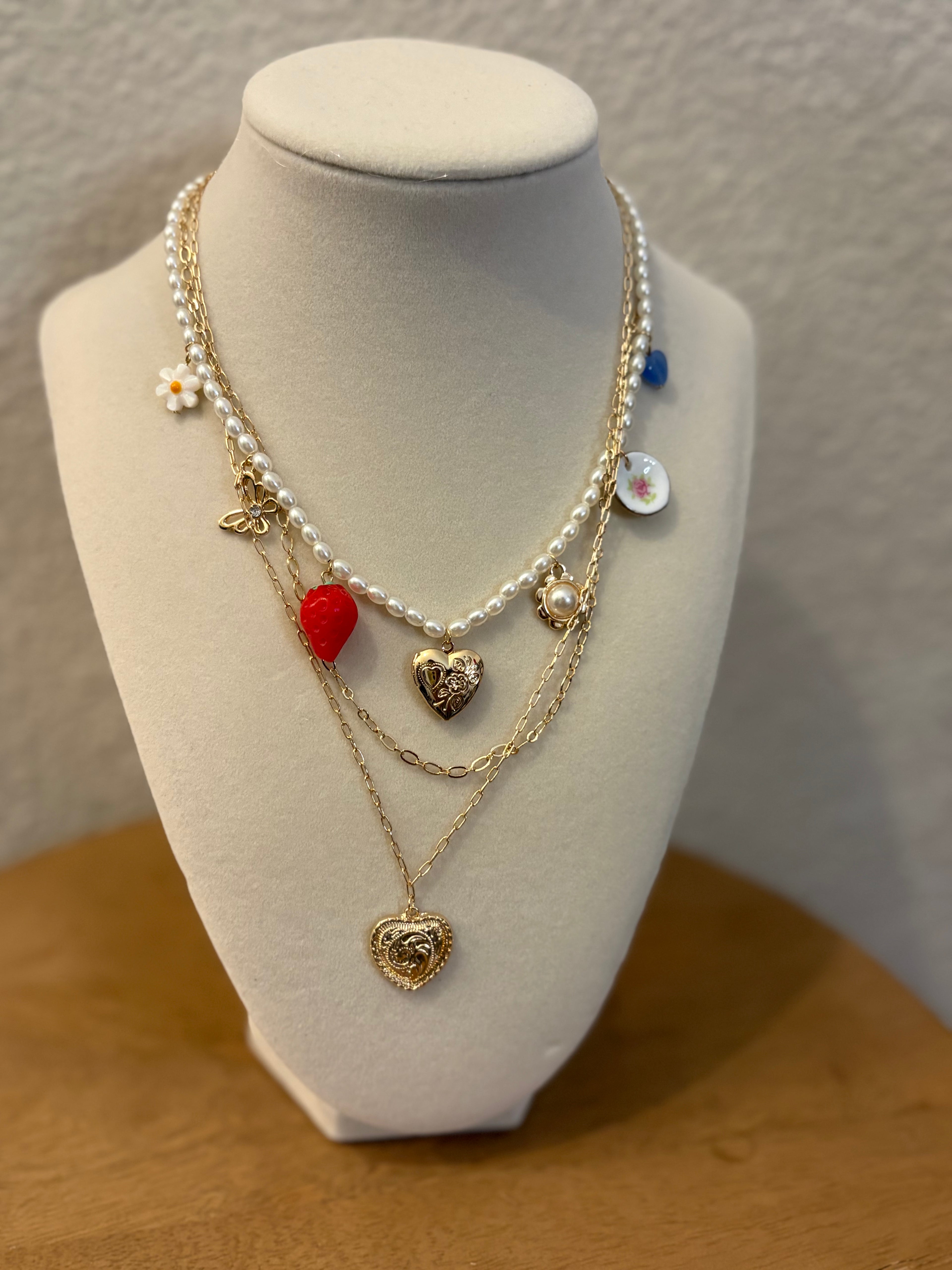 Strawberry heart necklace