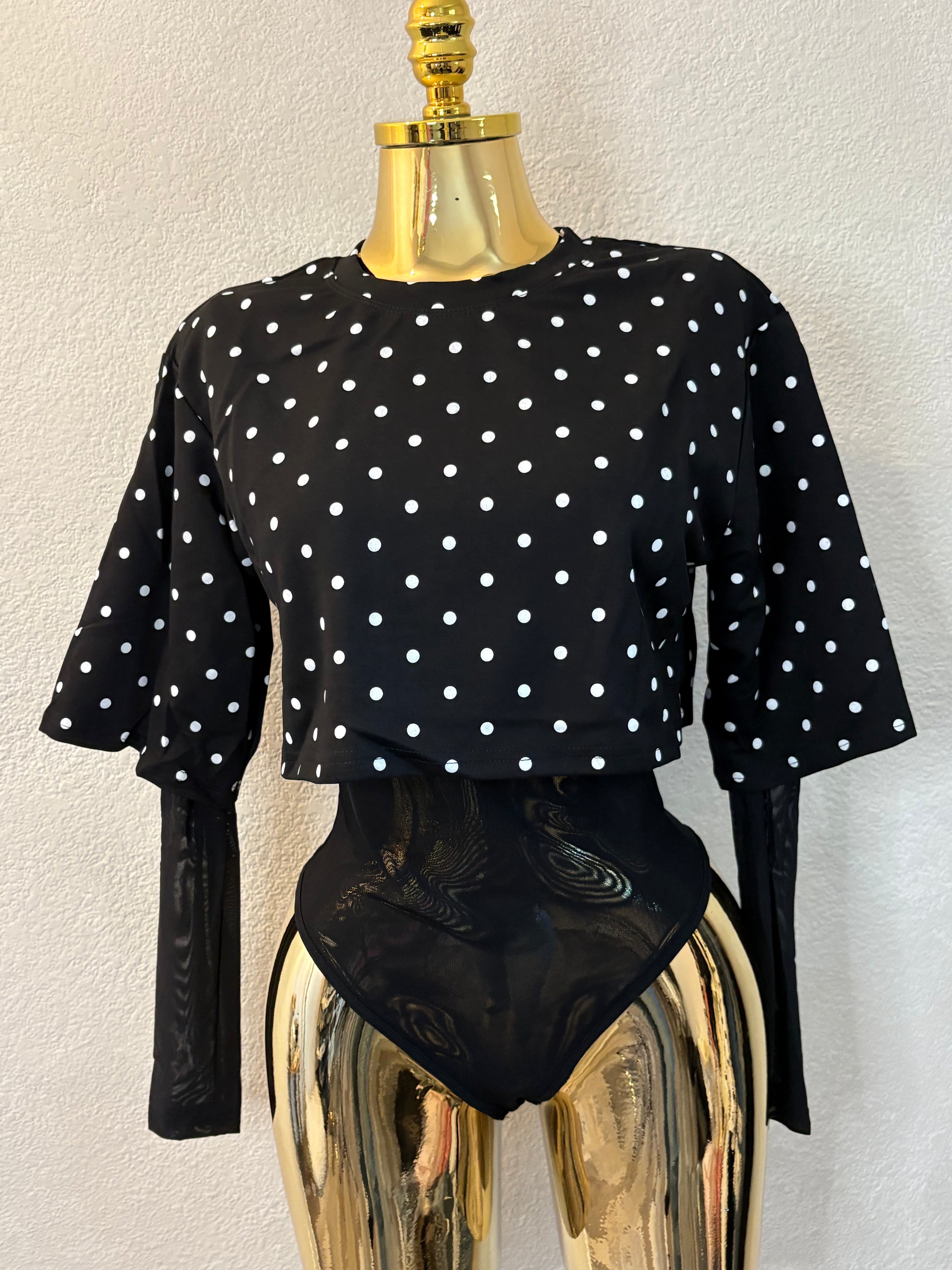 Polka Black Lace Bodysuit