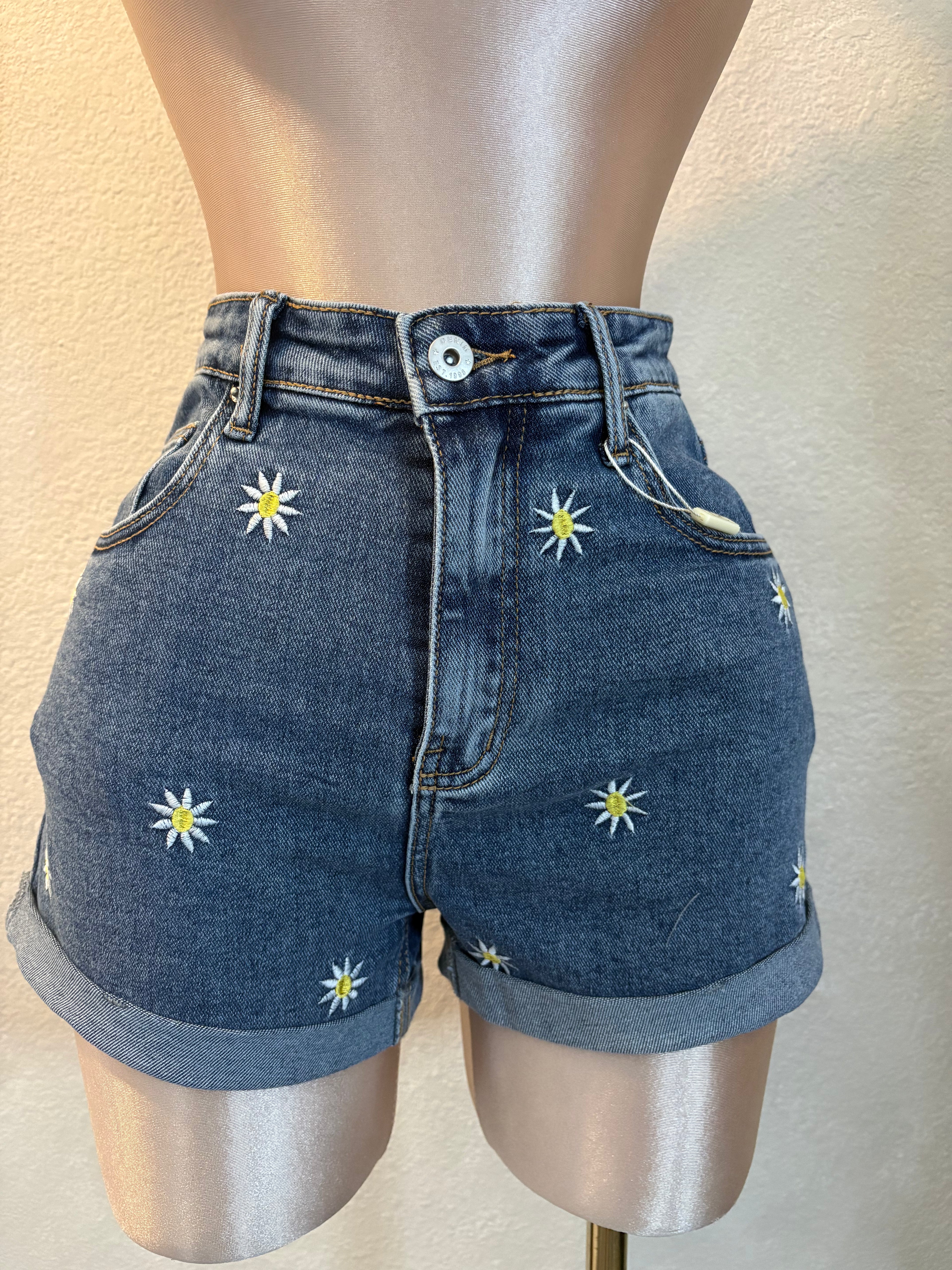 Denim Flower Short