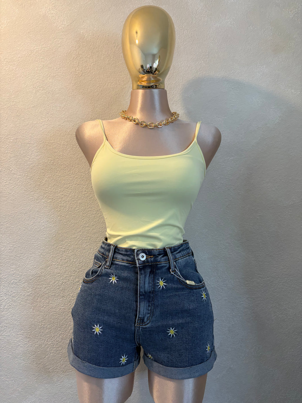 Denim Flower Short